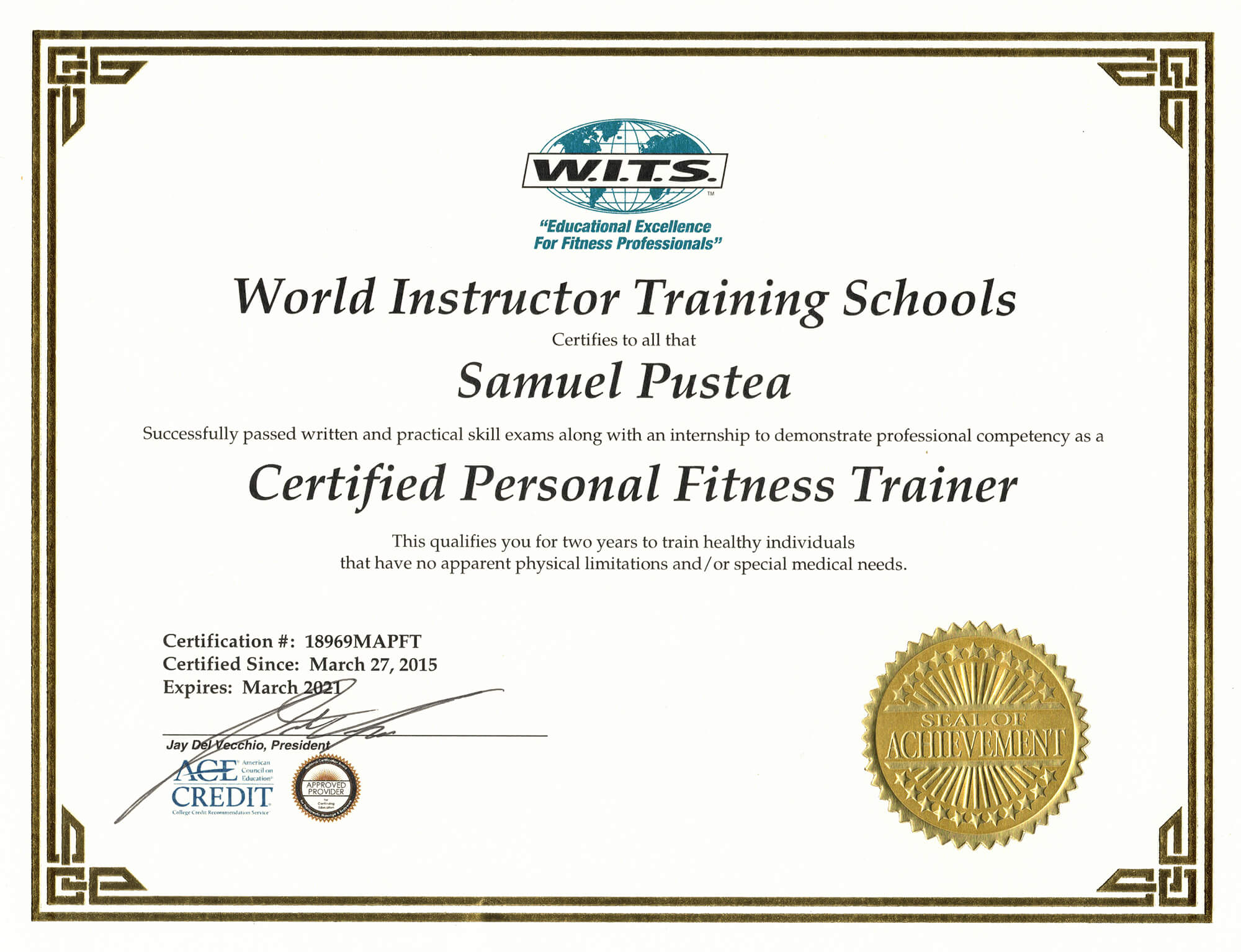 About The Founder: Certified Personal Trainer Certification by World Instructor Training Schools